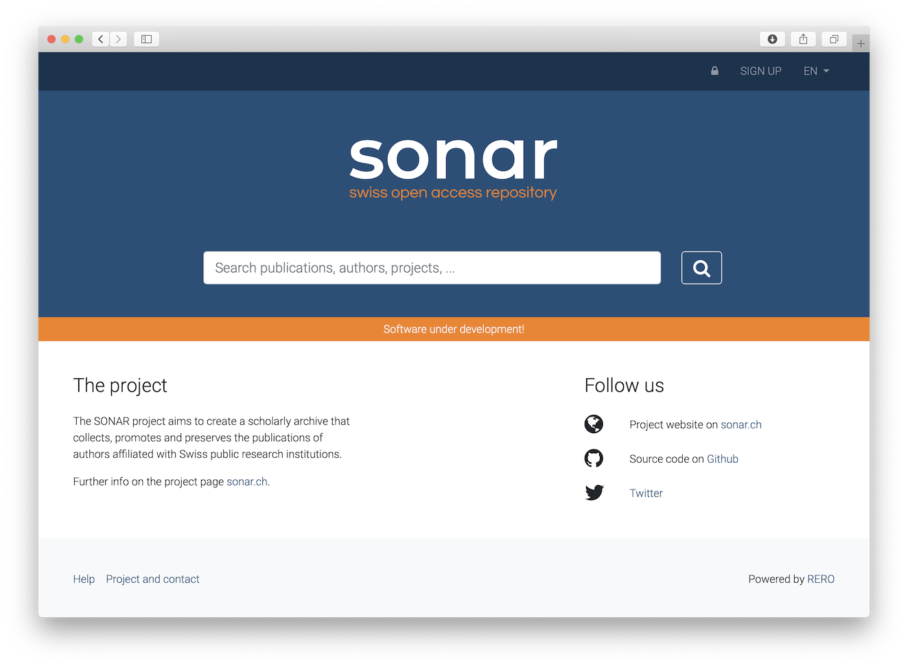 SONAR public test portal
